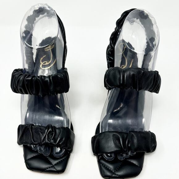 NEW Sam Edelman Marlena Black Ruched Leather Slingback Sandals Size 6, MSRP $140 - Picture 6 of 12